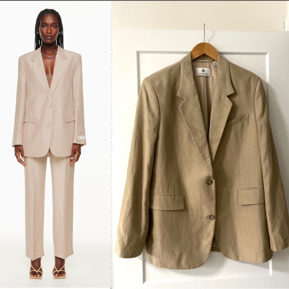 New Babaton Agency Linen Blazer Sz M